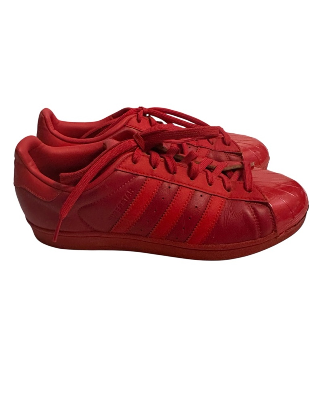 adidas Originals Superstar Glossy Toe Ray Red Leather Sneakers Shell Toe 8.5